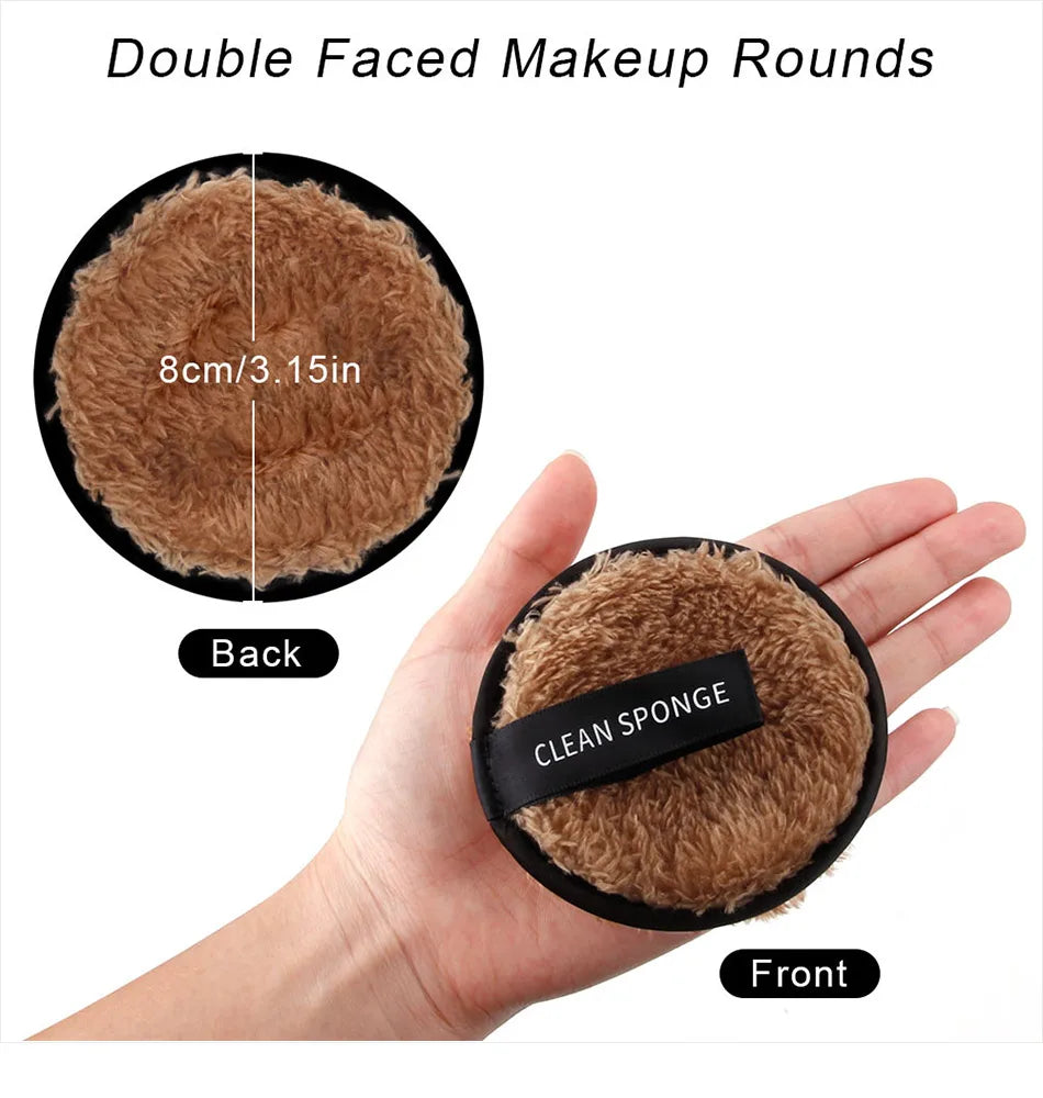 4pcs Reusable Discs Makeup Remover Pads Microfiber Cloth Face Cleans