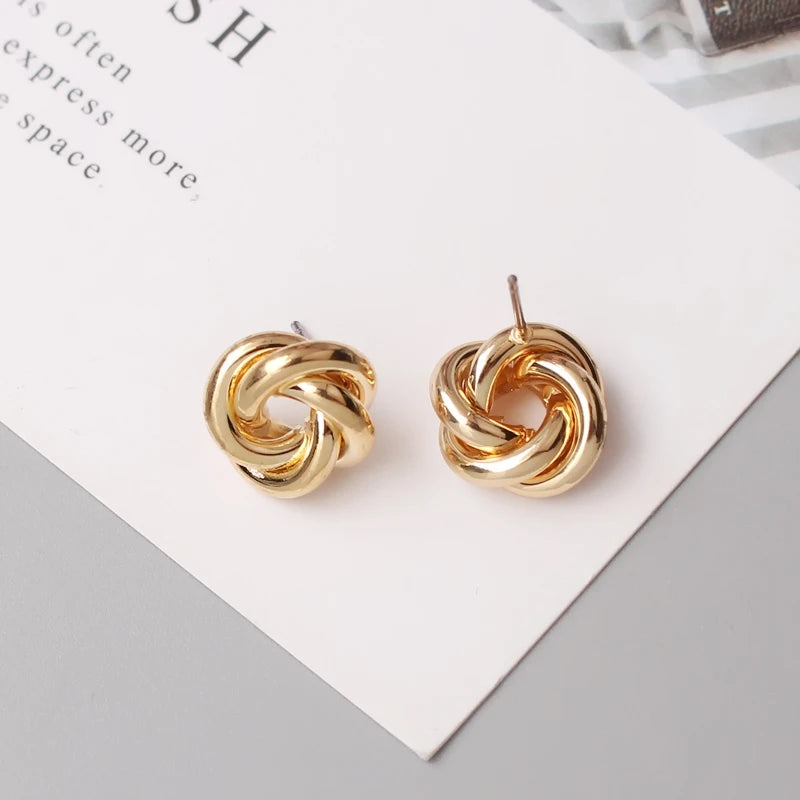 Irregular Metal Dangle Earrings Spiral Twist  Brincos Jewelry