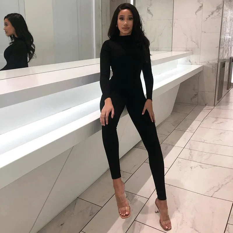 Sexy Black Jumpsuits Women New Autumn Long