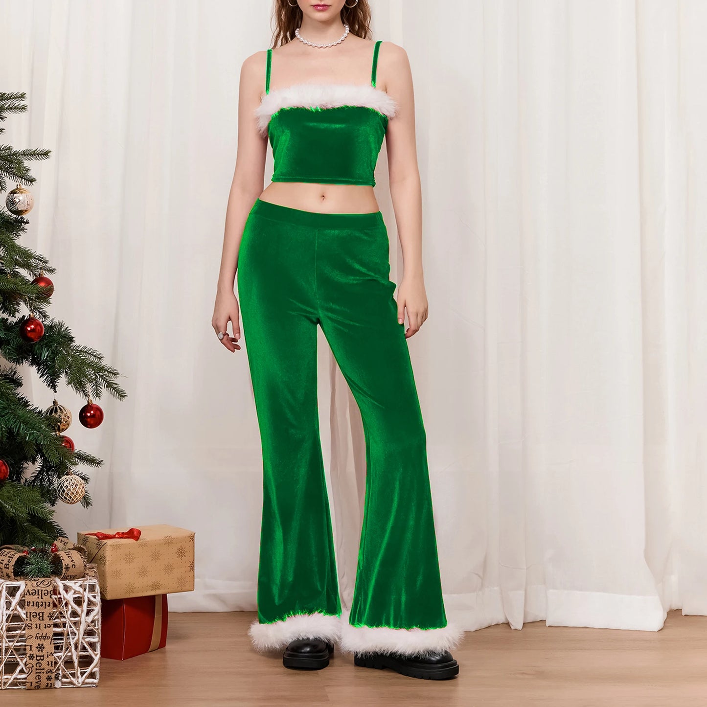 Christmas Two Piece Outfits Pants Sets for Women Party Costume