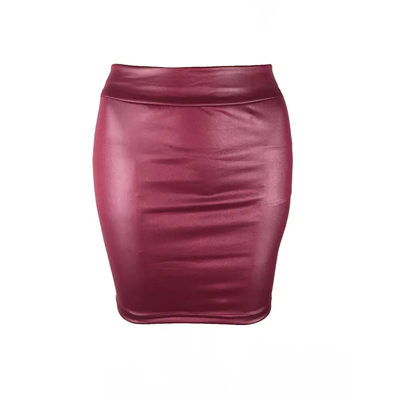 Leather Pencil Mini Skirt High Waist Sexy Fashion Korean Short Skirts Women Wholesale Summer Sweet