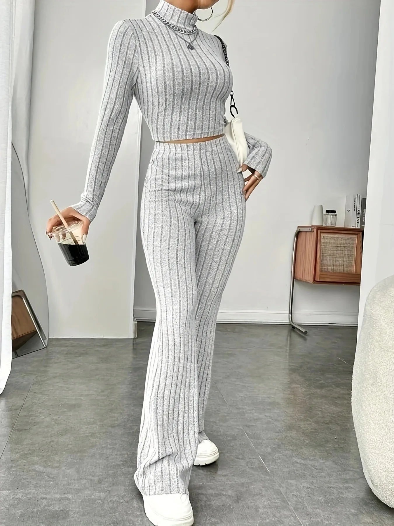 2024 Spring Women's Fashion Long Pants Two Piece Set