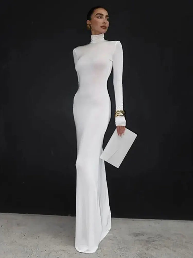 Long Sleeve Maxi Dress For Women Winter New Sexy Long Dress Femme Fashion Floor-length Dress