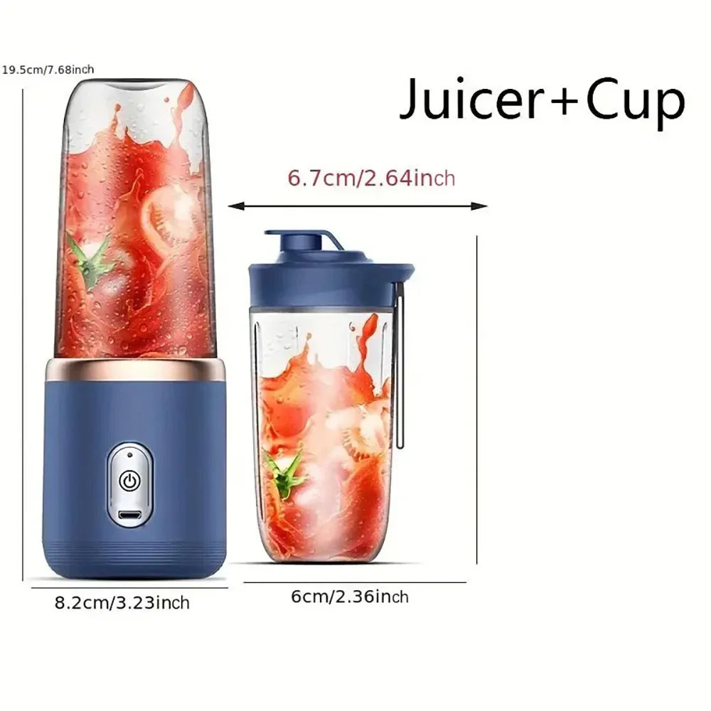 portable juicer with 2 cups, USB rechargeable mini blender, fresh juicer cup