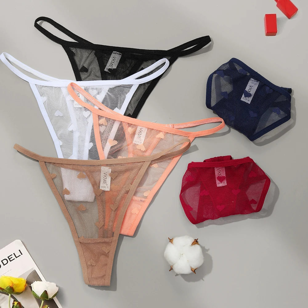 3PCS Lace Sheer Thong Panties Women's Sexy