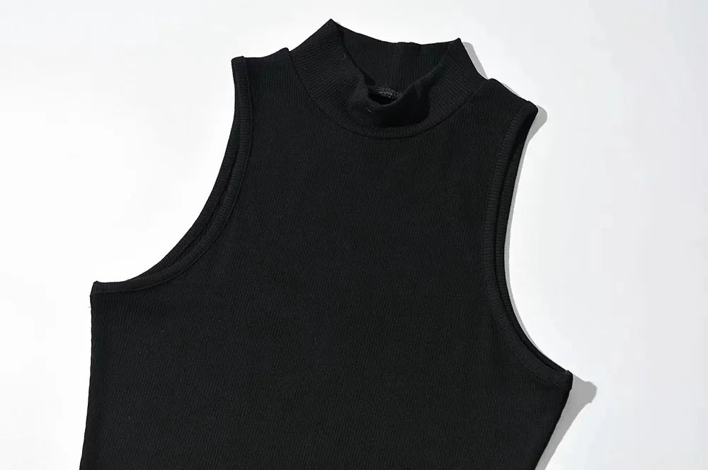 Top High Neck Black Sleeveless