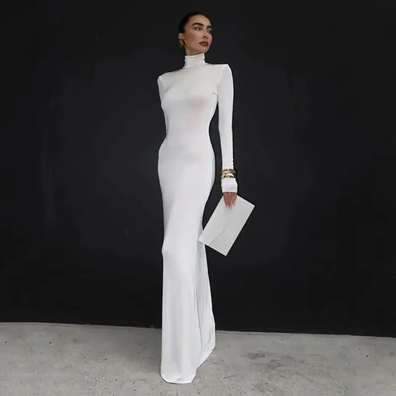 Long Sleeve Maxi Dress For Women Winter New Sexy Long Dress Femme Fashion Floor-length Dress