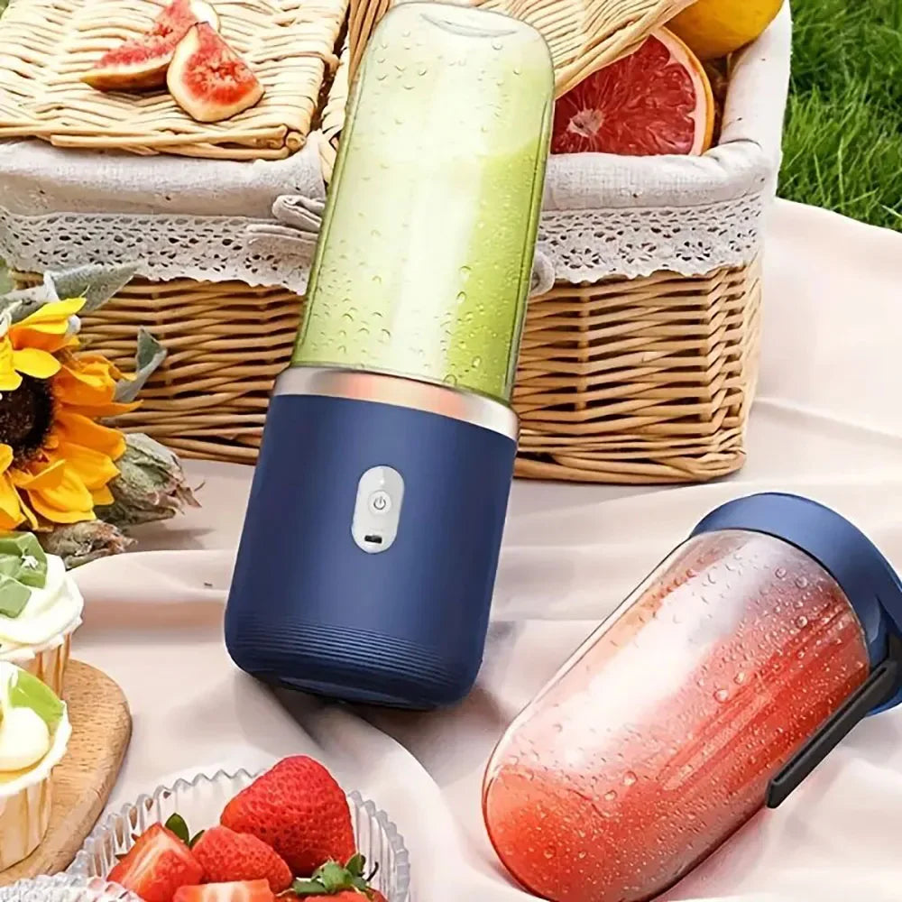 portable juicer with 2 cups, USB rechargeable mini blender, fresh juicer cup