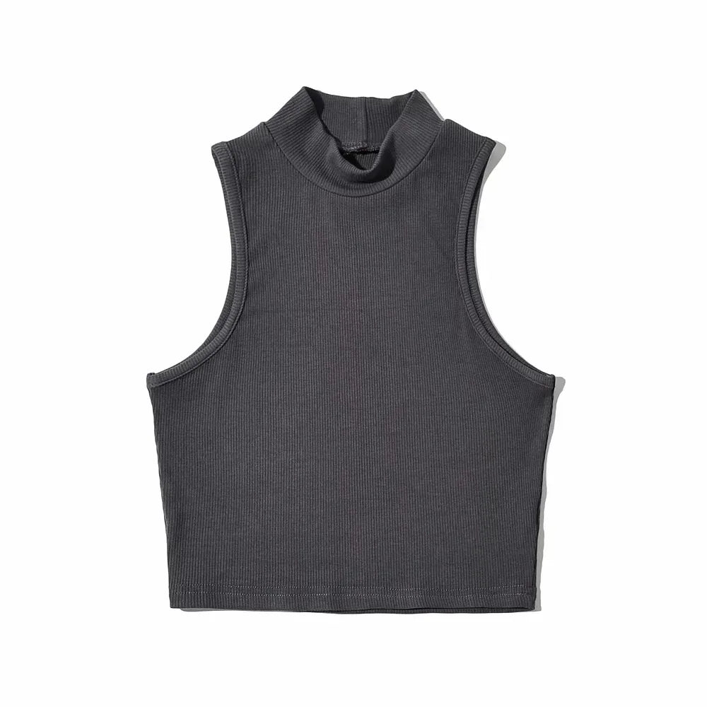 Top High Neck Black Sleeveless