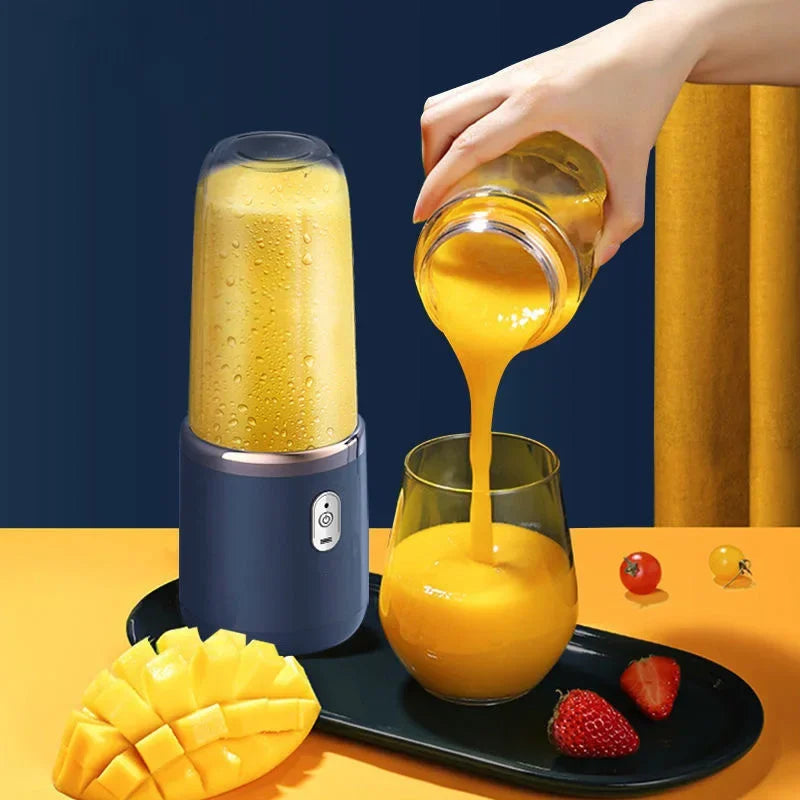 portable juicer with 2 cups, USB rechargeable mini blender, fresh juicer cup