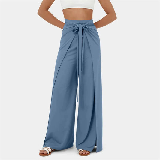 Pants Side Slit Summer Casual Wide-Leg