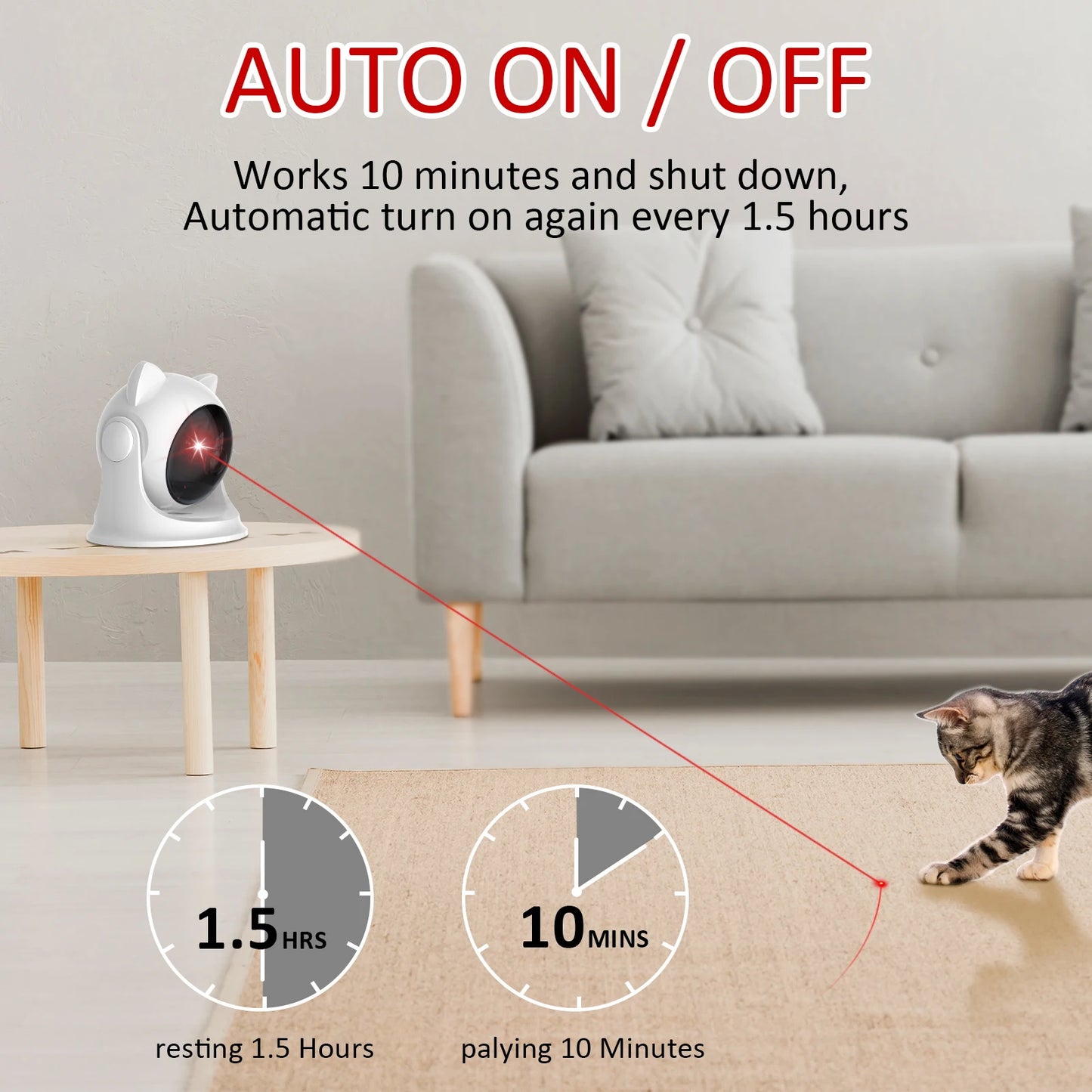 Automatic Cat Laser Toy Rechargeable Motion Random Activated