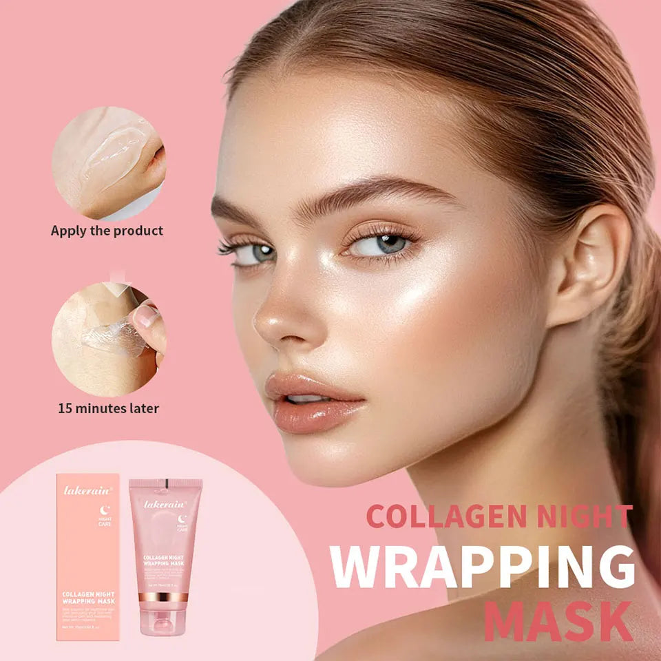 75ml Collagen Overnight Wrapping Peel Off Facial Mask Korean Collagen Night Wrapping Mask Deeply Hydrates Night Care Mask Cream