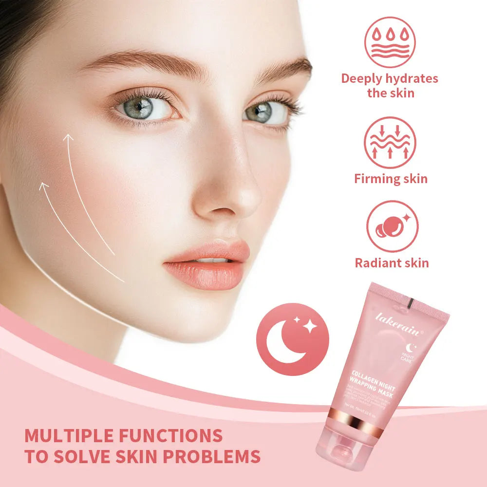 75ml Collagen Overnight Wrapping Peel Off Facial Mask Korean Collagen Night Wrapping Mask Deeply Hydrates Night Care Mask Cream