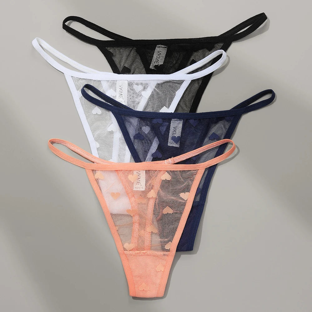 3PCS Lace Sheer Thong Panties Women's Sexy