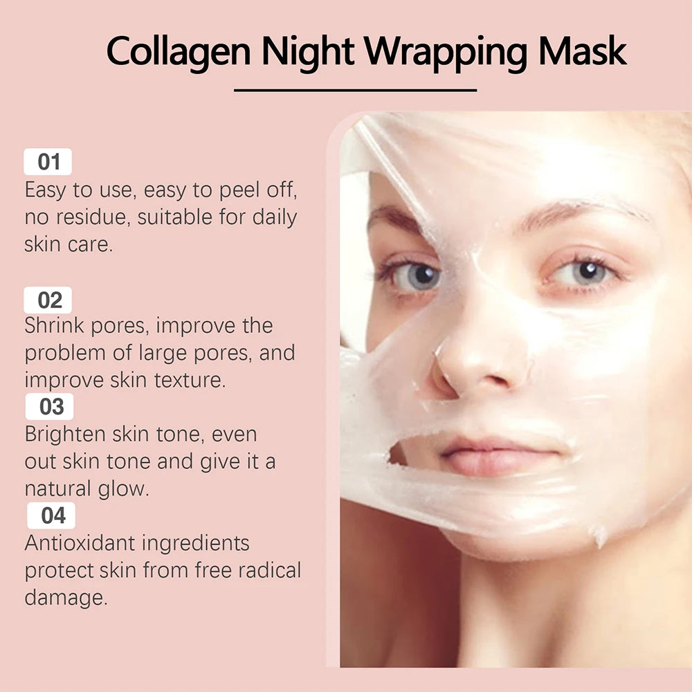 75ml Collagen Peel-off Mask, Night Wrapping Facial Mud Firming mask Daily Face Skincare Deep Cleaning Skin-Peeling Off Covers