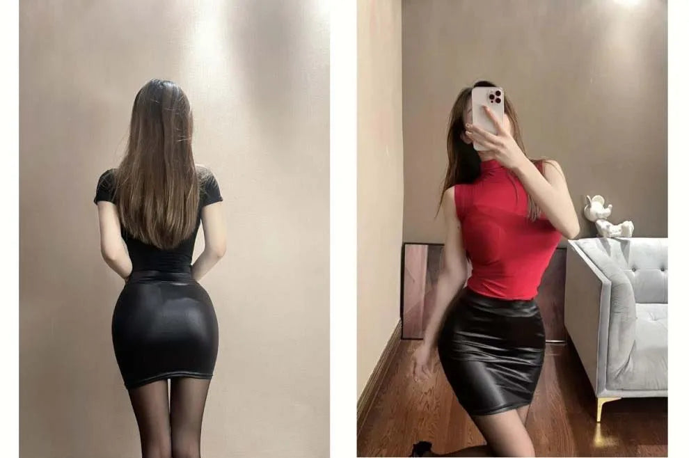 Leather Pencil Mini Skirt High Waist Sexy Fashion Korean Short Skirts Women Wholesale Summer Sweet