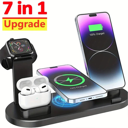 30W 7 in 1 Wireless Charger Stand Pad For iPhone 14 13 12 Pro Max Apple Watch Airpods