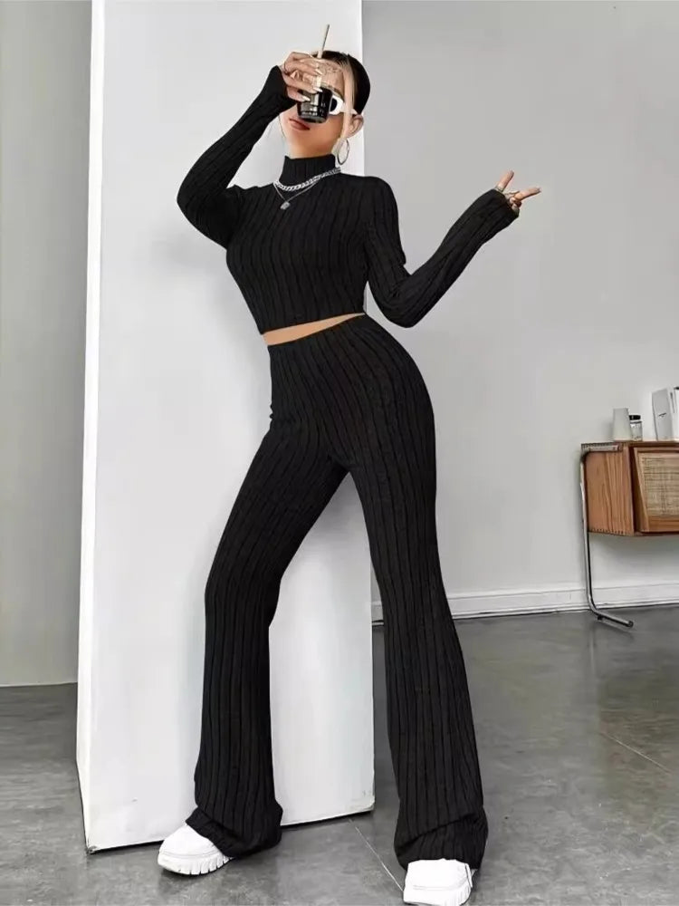 2024 Spring Women's Fashion Long Pants Two Piece Set