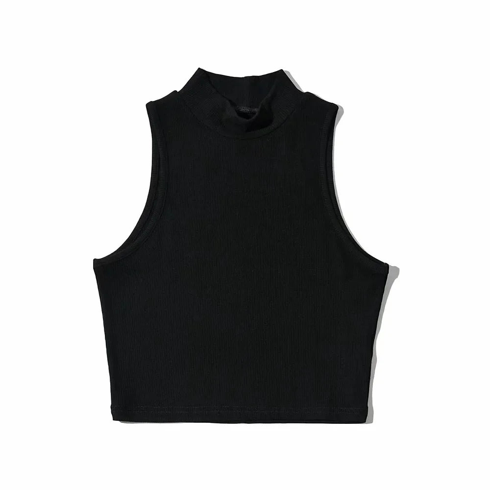 Top High Neck Black Sleeveless